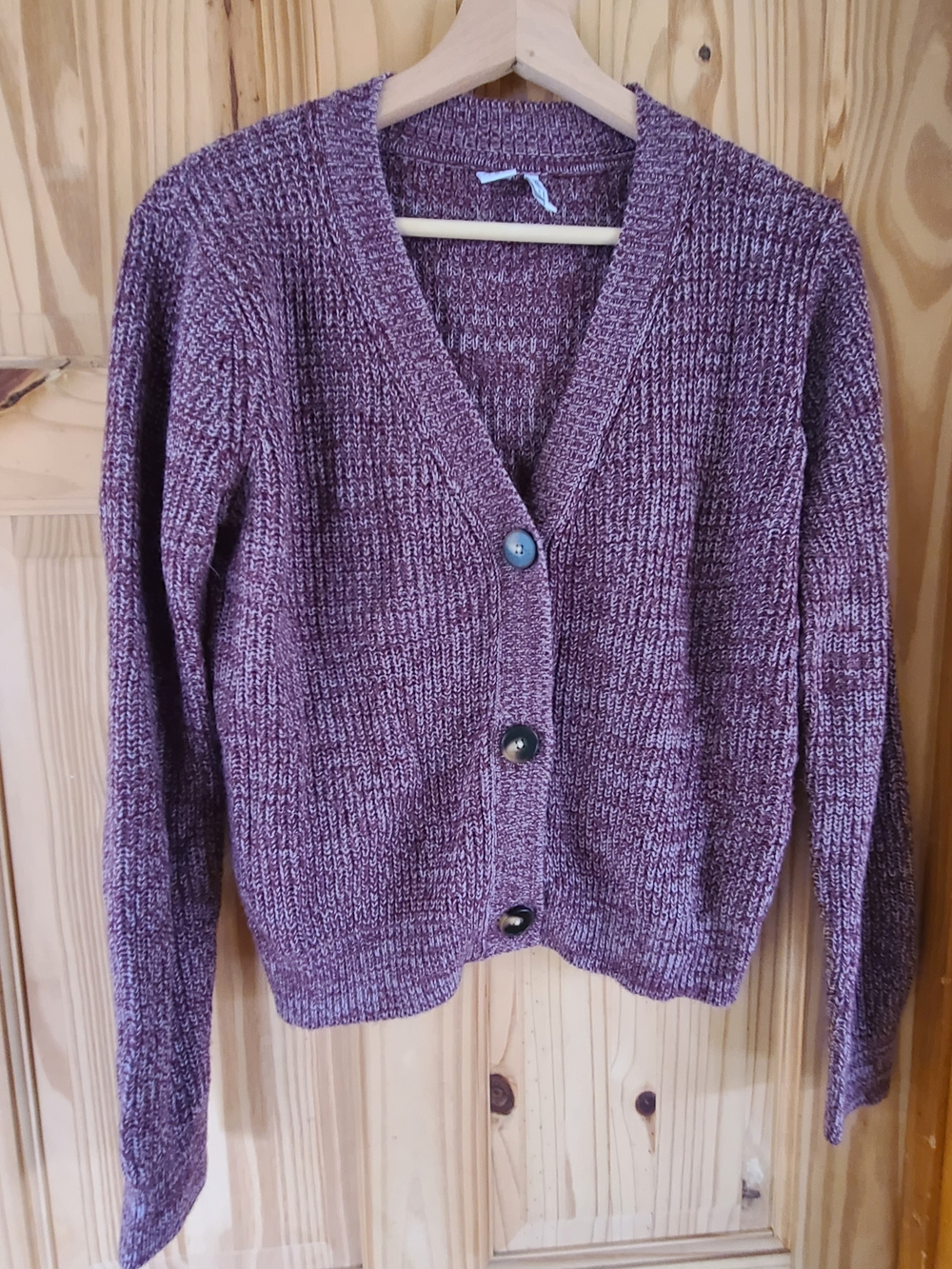 twik Plum V-Neck Button Front Cardigan
